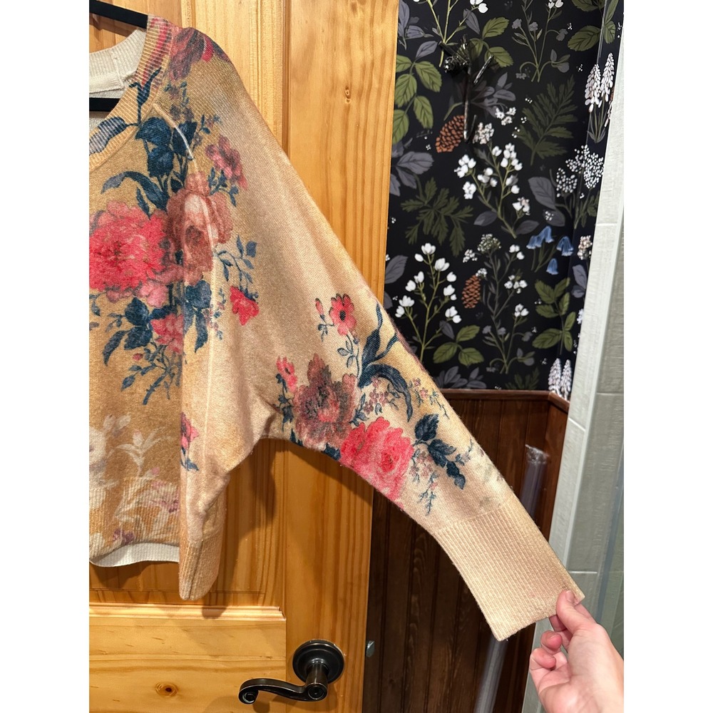 Anthropologie x Pilcro Diletta 100% Cashmere Floral Pullover Sweater Yellow XS - Picture 5 of 9